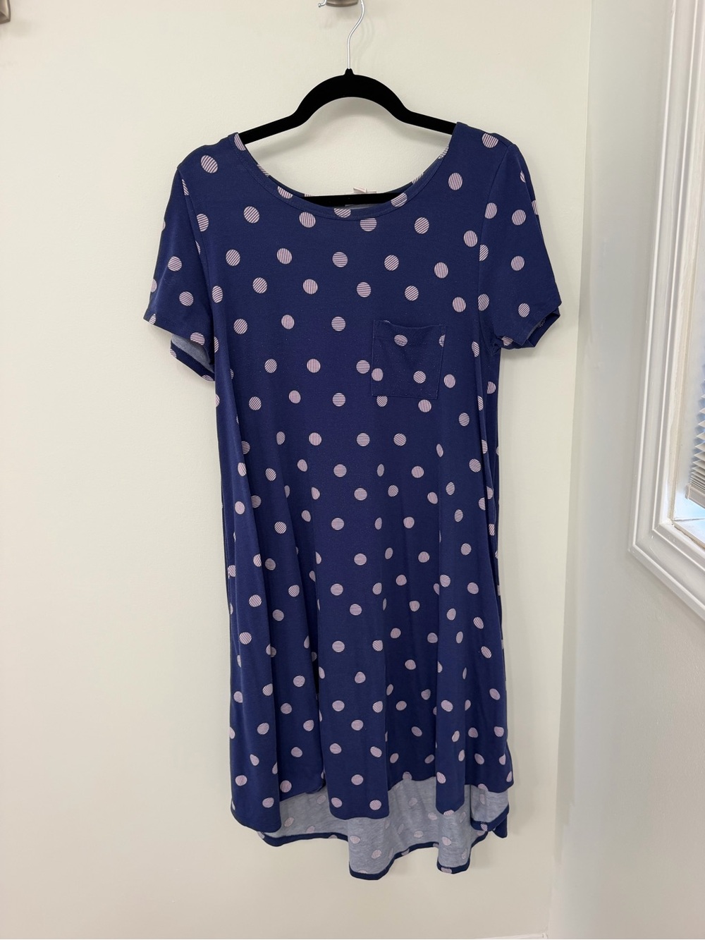 Small LuLaRoe LLR Purple Polka dots Carly high low Dress teacher dress